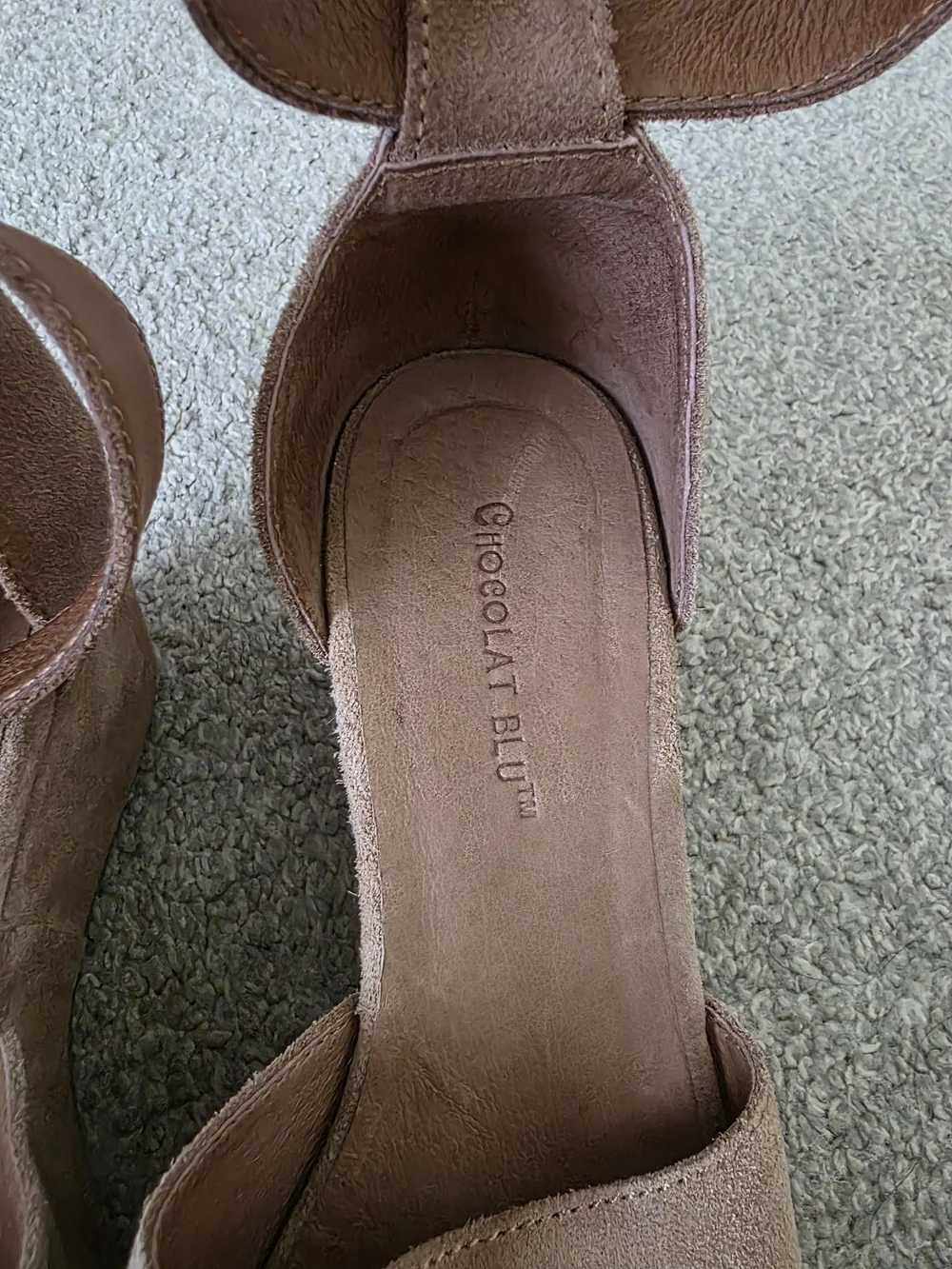 Chocolat Blu Beige Suede Platform Wedge Sandals with Ankle Buckles